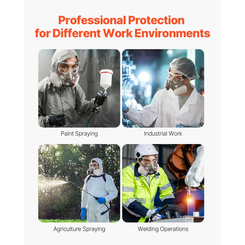 VEVOR Respirator Mask, Reusable Half Face Cover with Safety Glasses and Filters, Organic Vapor Mask and Dust-proof Face Cover, for Painting, Polishing, Welding, Woodworking and Other Work Protection