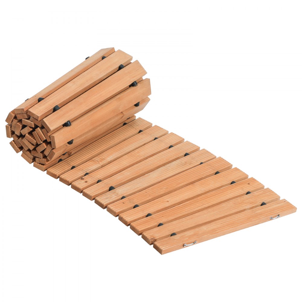 VEVOR Wooden Garden Pathway, 7 ft x 17 in, Non-Slip Curved Garden Walkway, Roll Out Cedar Outdoor Walkway Path with Wire Rope Connection, Decorative Lawn Paver for Backyard Boardwalk Wedding Party