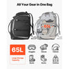 VEVOR Ski Boot Bag, 65L, Snowboard Boots Travel Backpack for Men Women, with Waterproof Exterior & Bottom, Durable 1680D Oxford, Bag for Skis, Snowboard, Helmet, Goggles, Gloves, Accessories (Black).