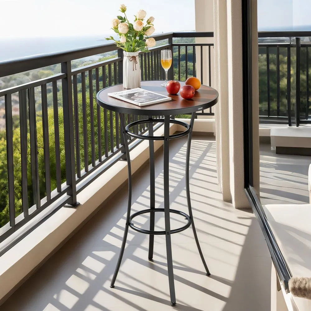 VEVOR Outdoor Round Bar Table, 23.7 in Counter Bar Height Bistro Table, Patio Dining Tables with Easy-to-Clean Top & Sturdy Metal Frame, Indoor High Top Pub Tables for Small Places, Kitchen