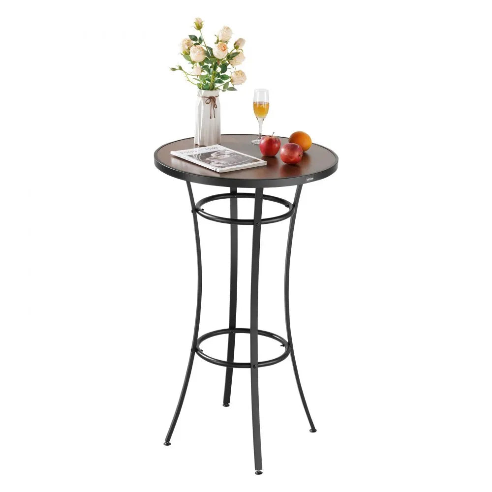 VEVOR Outdoor Round Bar Table, 23.7 in Counter Bar Height Bistro Table, Patio Dining Tables with Easy-to-Clean Top & Sturdy Metal Frame, Indoor High Top Pub Tables for Small Places, Kitchen