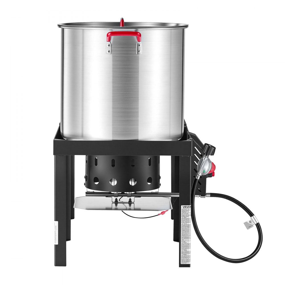 VEVOR 80 Qt Seafood Boiling Kit with Strainer, Aluminum Crawfish Boiler, Outdoor Backyard Cooking for Crab, Shrimp, Lobster, Soup, Deep Fryer Steamer Set with Stand and 110,000 BTU Propane Burner