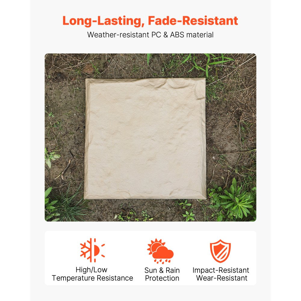 VEVOR Garden Stepping Stones, 4Pcs 15.5 x 15.5 in, Decorative Stepping Stones with Stakes, Weather-Resistant Plastic Pathway Pavers, Smooth Surface, Outdoor Walkway for Lawn Patio Landscape, Beige