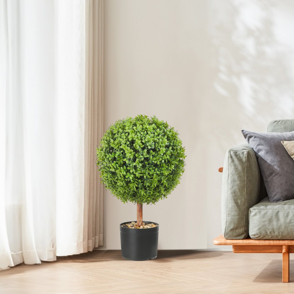 VEVOR 2x Artificial Boxwood Ball Ø40,6cm Garden Deco Boxwood in Flowerpot Ball Artificial Boxwood Ball Artificial Plant made of PE, Wood, PP incl. 4 pcs. Decorative butterflies and 10 pcs. Replacement