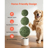 VEVOR Artificial Boxwood Topiary Triple Ball 3 Ft Set of 2 Greenery Decor, Premium PE Fake Trees, Year-Round Indoor & Outdoor Faux Green Plant for Front Door, Entryway, Porch, Balcony, Patio, Garden