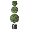 VEVOR Artificial Boxwood Topiary Triple Ball 3 Ft Set of 2 Greenery Decor, Premium PE Fake Trees, Year-Round Indoor & Outdoor Faux Green Plant for Front Door, Entryway, Porch, Balcony, Patio, Garden