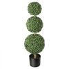 VEVOR Artificial Boxwood Topiary Triple Ball 3 Ft Set of 2 Greenery Decor, Premium PE Fake Trees, Year-Round Indoor & Outdoor Faux Green Plant for Front Door, Entryway, Porch, Balcony, Patio, Garden