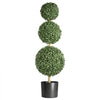 VEVOR Artificial Boxwood Topiary Triple Ball 3 Ft Set of 2 Greenery Decor, Premium PE Fake Trees, Year-Round Indoor & Outdoor Faux Green Plant for Front Door, Entryway, Porch, Balcony, Patio, Garden