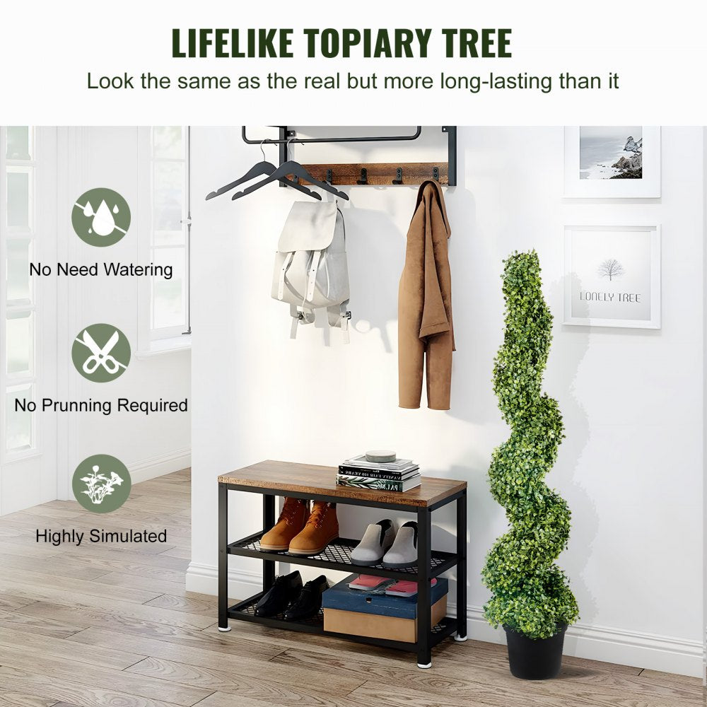 VEVOR 2 pcs. Artificial Boxwood Tower Topiary Spiral Artificial Plant 122cm high Decorative Plant Green Plastic PE Iron Topiary Plants incl. 10 pcs. Replacement Leaves