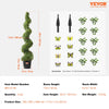 VEVOR Artificial Boxwood Topiary Tree, 60 inch Tall (2 Pieces), Spiral Faux Topiary Trees, Faux Plant w/ Extra Leaves & Pot & Small Decoration, UV Rated Greenery Set for Home Decor Indoor/Outdoor