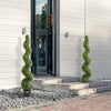 VEVOR Artificial Boxwood Topiary Tree, 60 inch Tall (2 Pieces), Spiral Faux Topiary Trees, Faux Plant w/ Extra Leaves & Pot & Small Decoration, UV Rated Greenery Set for Home Decor Indoor/Outdoor
