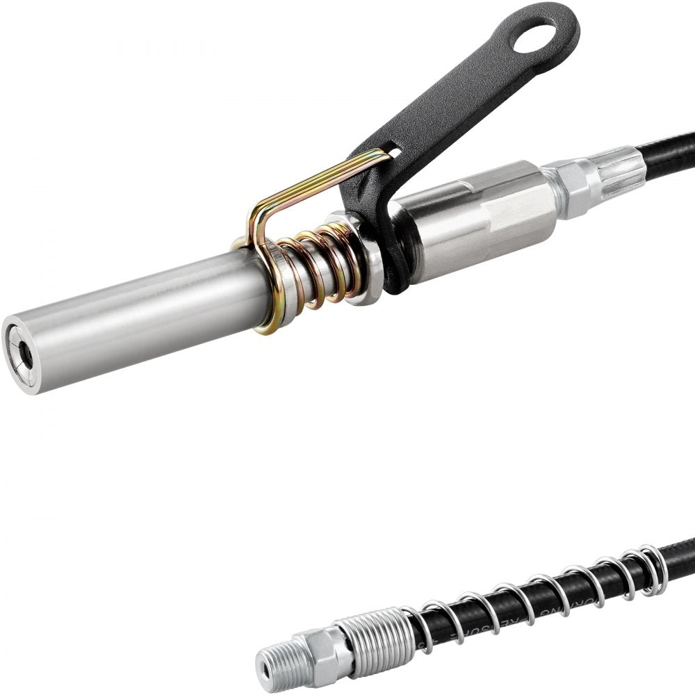 VEVOR Grease Gun Coupler, 10000 PSI High Pressure, 6-Jaw Locking, Quick Release Grease Gun Tip with Hose/Zerk Fittings Cleaner, Compatible with All Grease Guns 1/8" NPT Grease Fittings for Automobiles
