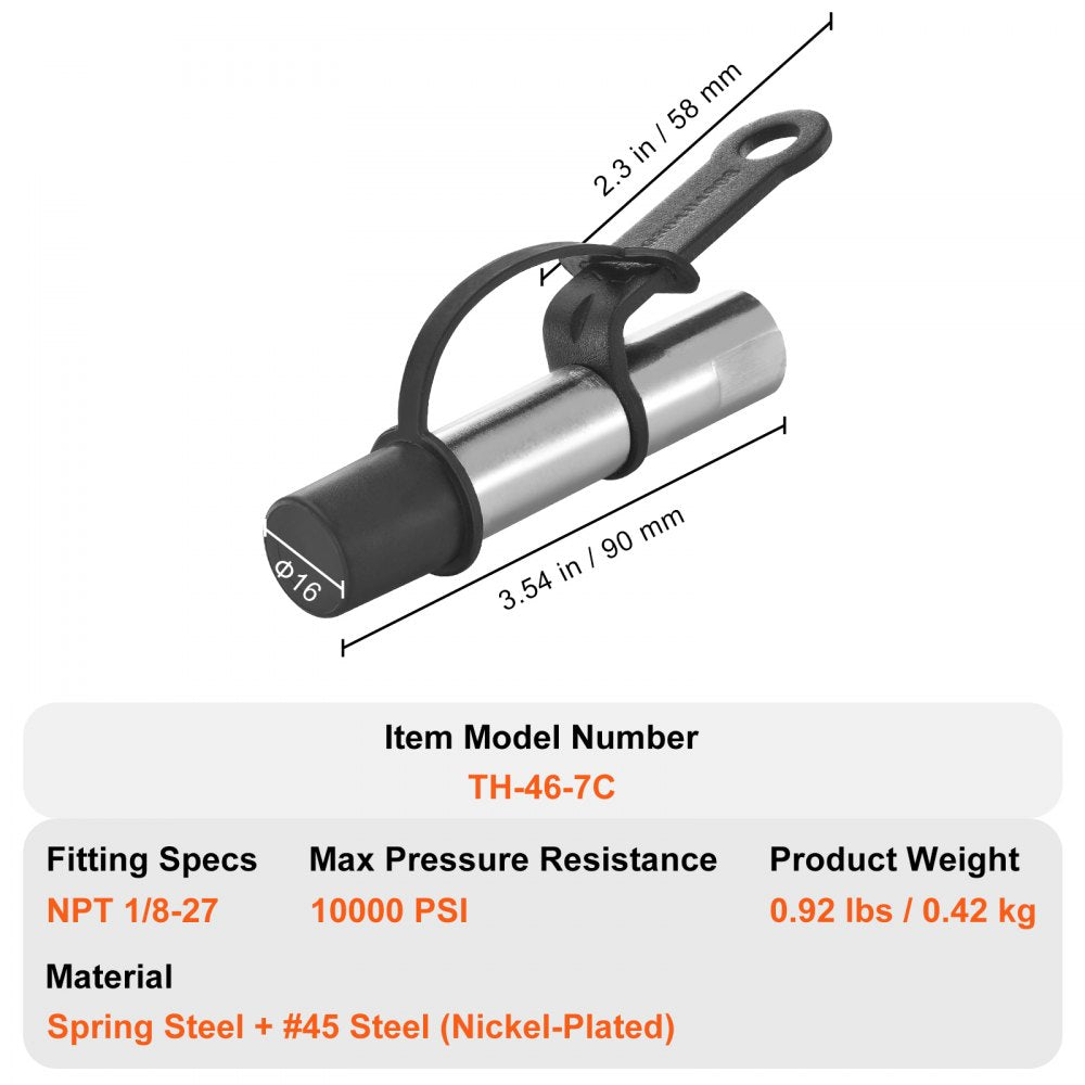 VEVOR Grease Gun Coupler 2 PCS, 10000 PSI High Pressure, 3-Jaw Locking, Quick Release Grease Gun Tip with Hose/Zerk Fittings Cleaner/Leak-Proof Cap, Compatible with All Grease Guns 1/8" NPT Fittings