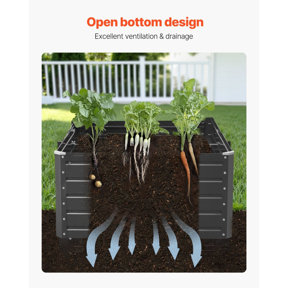 VEVOR Metal Raised Garden Bed, 6.7 x 3 x 1.5 ft Outdoor Galvalume Planter Garden Box, Open Bottom Design, Large Planter Raised Bed for Growing Vegetables, Flowers, Herbs, and Succulents, Gray