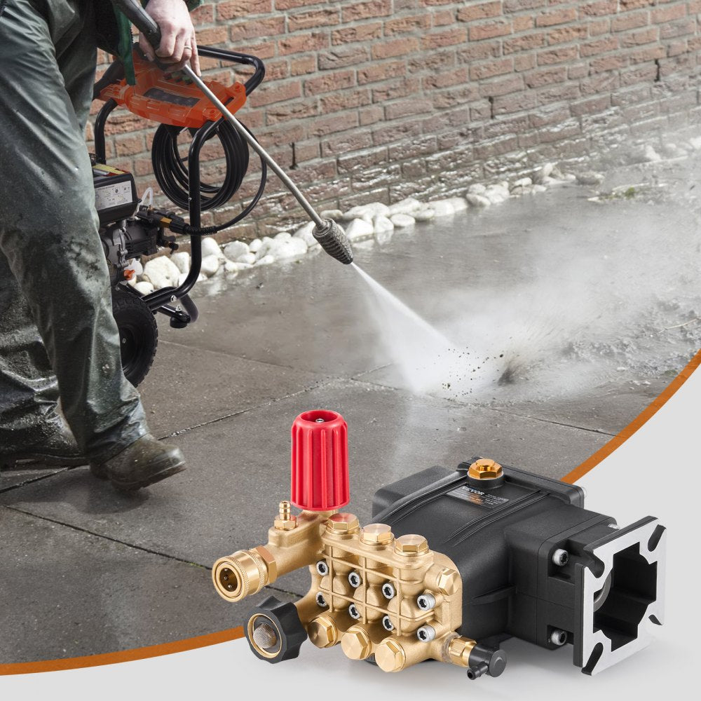 VEVOR Pressure Washer Pump, 3/4" Shaft Horizontal Triplex Plunger, 3300 PSI, 2.5GPM, Replacement Power Washer Pumps Kit with 5 Nozzles, Compatible with Simpson MorFlex 40224, 40225, 40226, Santoprene