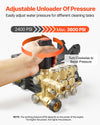 VEVOR Pressure Washer Pump, 1" Shaft Horizontal Triplex Plunger, 3600 PSI, 3.7 GPM, Replacement Power Washer Pumps Kit with Siphon Tube, Hardware, Compatible with Simpson MorFlex 40224, 40225, 40226