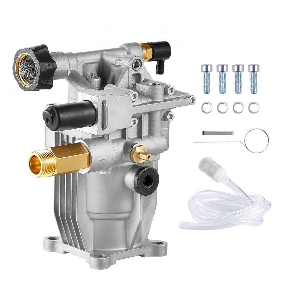 VEVOR Pressure Washer Pump, 3/4" Shaft Horizontal, 3100 PSI, 2.35 GPM, Replacement Power Washer Pumps Kit with Hardware and Siphon Tube, Compatible with Simpson, Honda, Troy-Bilt, Generac and Delta
