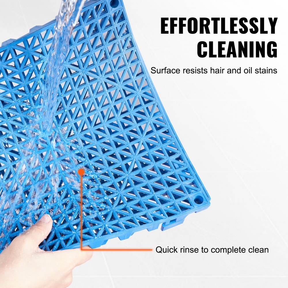 VEVOR Interlocking Tile 50PCS Blue, Drainage Tiles 12" x 12" Splicing, Soft PVC Interlocking Drainage Floor Tiles, Non-Slip Drainage Holes for Restroom, Bathroom, Kitchen, Pool, Wet Areas