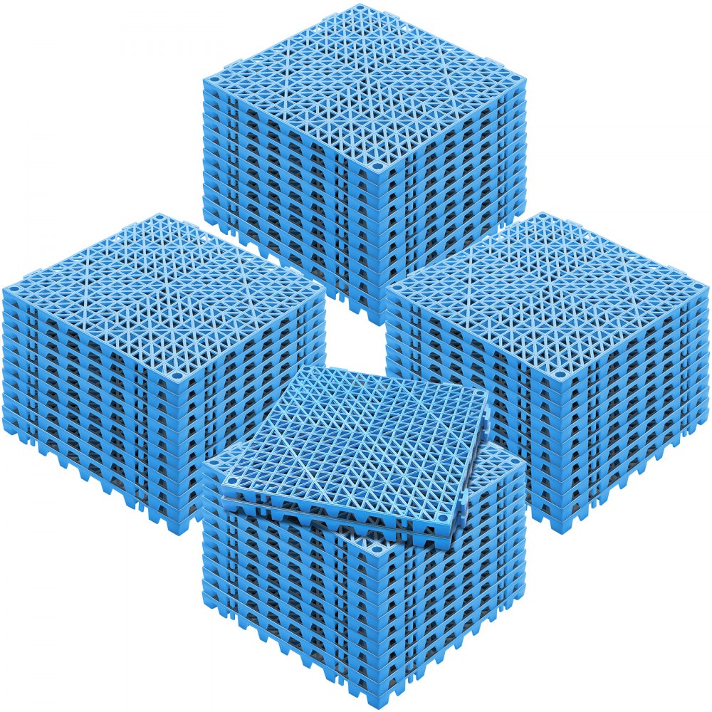 VEVOR Interlocking Tile 50PCS Blue, Drainage Tiles 12" x 12" Splicing, Soft PVC Interlocking Drainage Floor Tiles, Non-Slip Drainage Holes for Restroom, Bathroom, Kitchen, Pool, Wet Areas