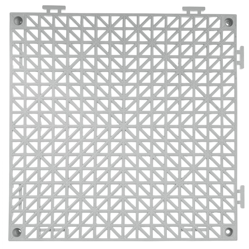 VEVOR Interlocking Tile 55PCS Grey, Drainage Tiles 12" x 12"x 0.6 Splicing, Soft PVC Interlocking Floor Tiles, Non-Slip Drainage Holes for Restroom, Bathroom, Kitchen, Pool, Wet Area