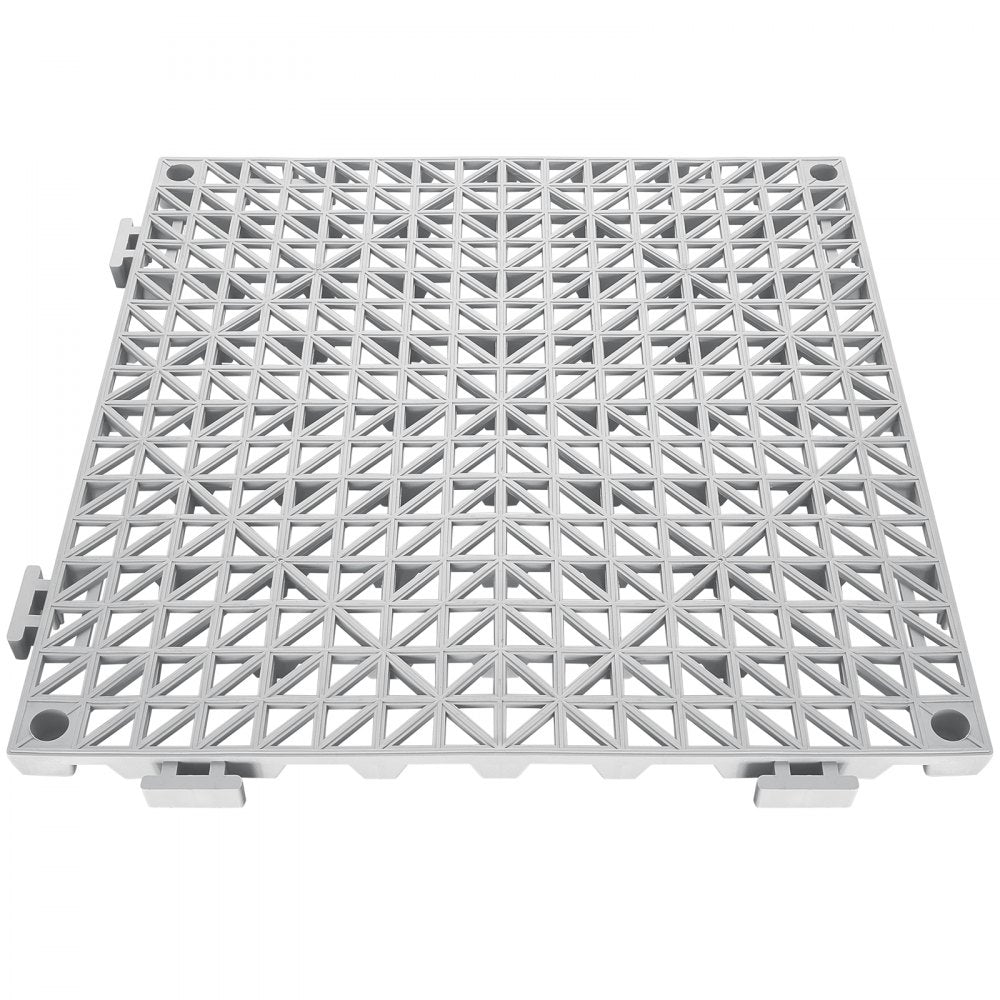 VEVOR Interlocking Tile 55PCS Grey, Drainage Tiles 12" x 12"x 0.6 Splicing, Soft PVC Interlocking Floor Tiles, Non-Slip Drainage Holes for Restroom, Bathroom, Kitchen, Pool, Wet Area