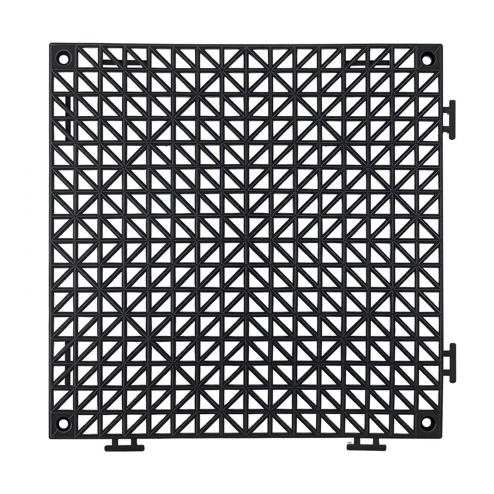 VEVOR Modular Interlocking Cushion 24 Pack Splicing Drainage Mats Black, for Bathrooms Restrooms Pools Kitchens, 12 x 12 in Non-Slip PVC Interlocking Floor Tiles, 0.6 in Thickened, Easy to Clean