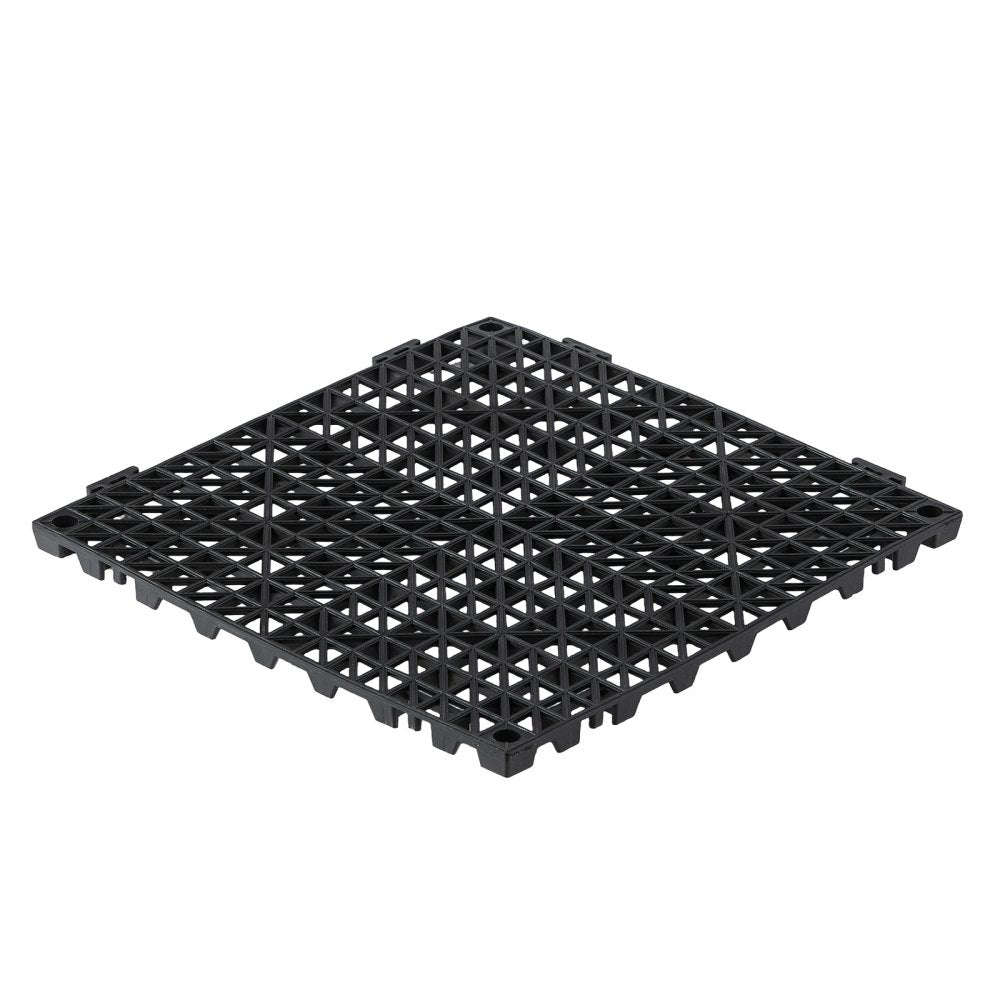 VEVOR Modular Interlocking Cushion 24 Pack Splicing Drainage Mats Black, for Bathrooms Restrooms Pools Kitchens, 12 x 12 in Non-Slip PVC Interlocking Floor Tiles, 0.6 in Thickened, Easy to Clean