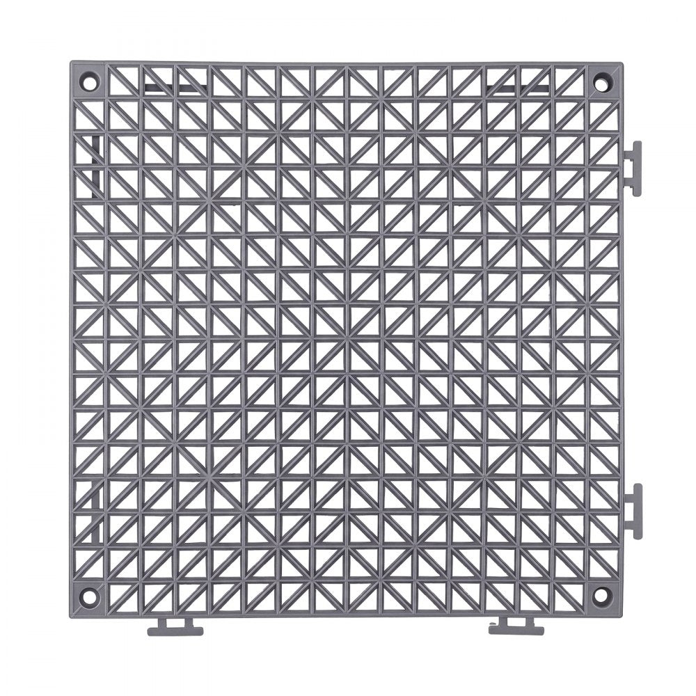 VEVOR Modular Interlocking Cushion 50 Pack Splicing Drainage Mats Gray, for Bathrooms Restrooms Pools Kitchens, 12 x 12 in Non-Slip PVC Interlocking Floor Tiles, 0.6 in Thickened, Easy to Clean