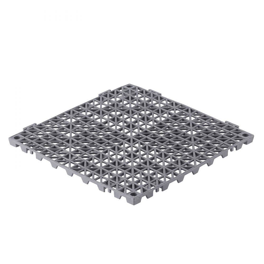 VEVOR Modular Interlocking Cushion 50 Pack Splicing Drainage Mats Gray, for Bathrooms Restrooms Pools Kitchens, 12 x 12 in Non-Slip PVC Interlocking Floor Tiles, 0.6 in Thickened, Easy to Clean