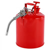 VEVOR Safety Gas Can, 5 Gallon Type II Red Safety Can for Gasoline with Stainless Steel Flame Arrester, Self-Closing Lid & Flexible Metal Spout, Carbon Steel Flammable Storage with Ergonomic Handle