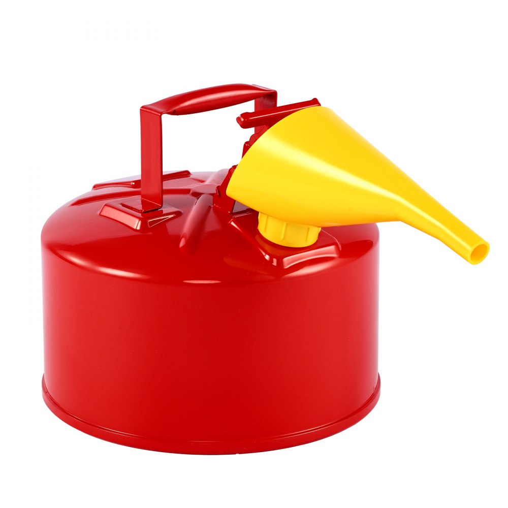 VEVOR Safety Gas Can, 2.5 Gallon Type I Red Safety Can for Gasoline with Stainless Steel Flame Arrester, Self-Closing Lid, and PE Funnel, Carbon Steel Flammable Storage Container with Ergonomic Handle