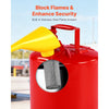 VEVOR Safety Gas Can, 5 Gallon Type I Red Safety Can for Gasoline with Stainless Steel Flame Arrester, Self-Closing Lid, and PE Funnel, Carbon Steel Flammable Storage Container with Ergonomic Handle