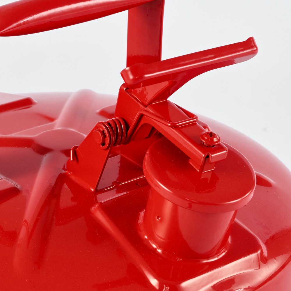 VEVOR Safety Gas Can, 5 Gallon Type I Red Safety Can for Gasoline with Stainless Steel Flame Arrester, Self-Closing Lid, and PE Funnel, Carbon Steel Flammable Storage Container with Ergonomic Handle