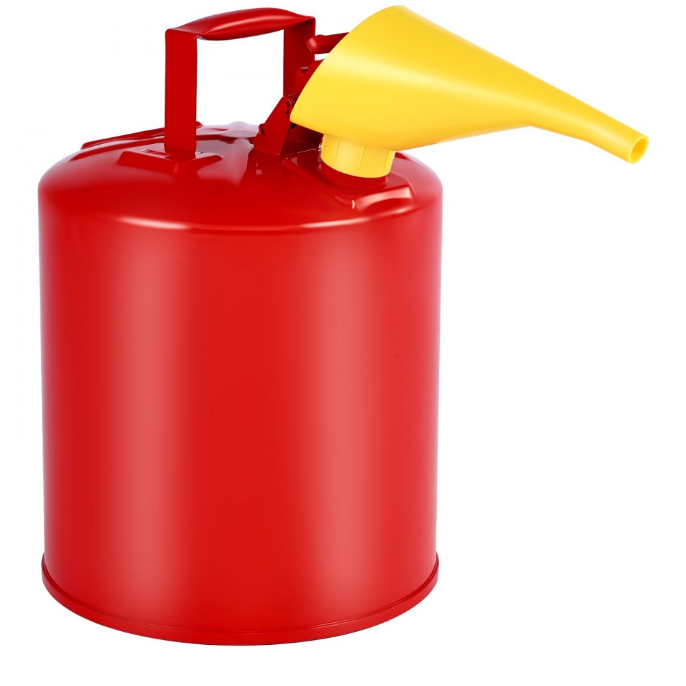 VEVOR Safety Gas Can, 5 Gallon Type I Red Safety Can for Gasoline with Stainless Steel Flame Arrester, Self-Closing Lid, and PE Funnel, Carbon Steel Flammable Storage Container with Ergonomic Handle