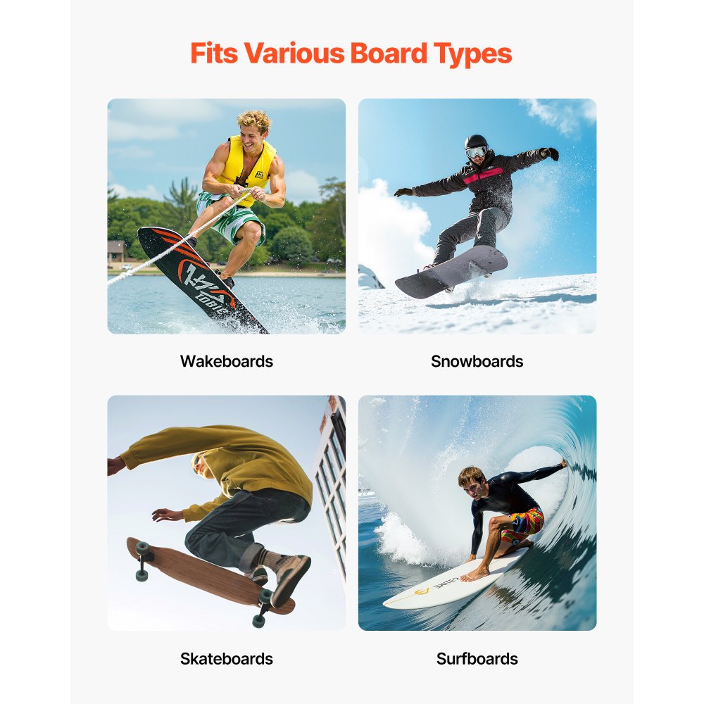 VEVOR Surfboard Wall Mount, 4 Tiers Horizontal Surfboard Rack for Storage and Display, Adjustable Height Metal Board Stand Organizer, Surf Board Holder for Snowboards, Kiteboards, Shortboard, Skis
