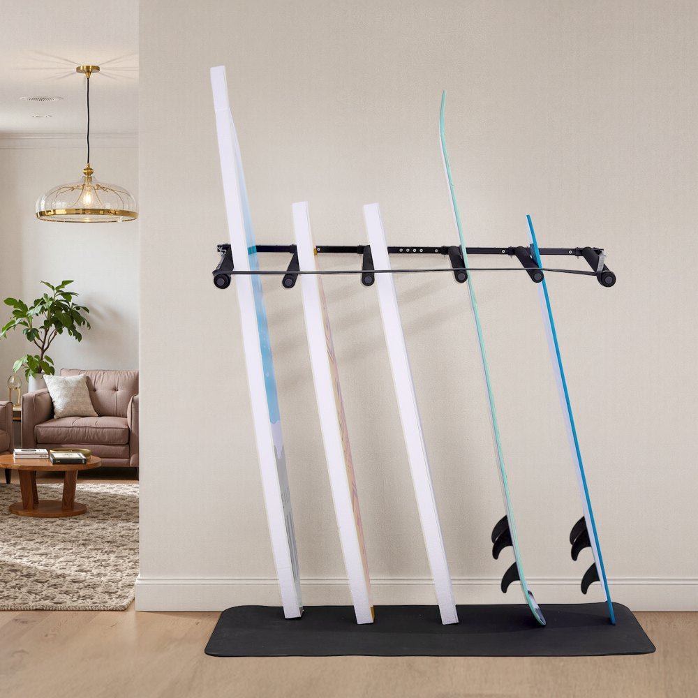 VEVOR Surfboard Wall Mount, 5 Tiers Vertical Surfboard Rack for Storage and Display, Adjustable Metal Board Stand Organizer with Sponge Pad, Surf Board Holder for Snowboards, Kiteboards, Shortboard