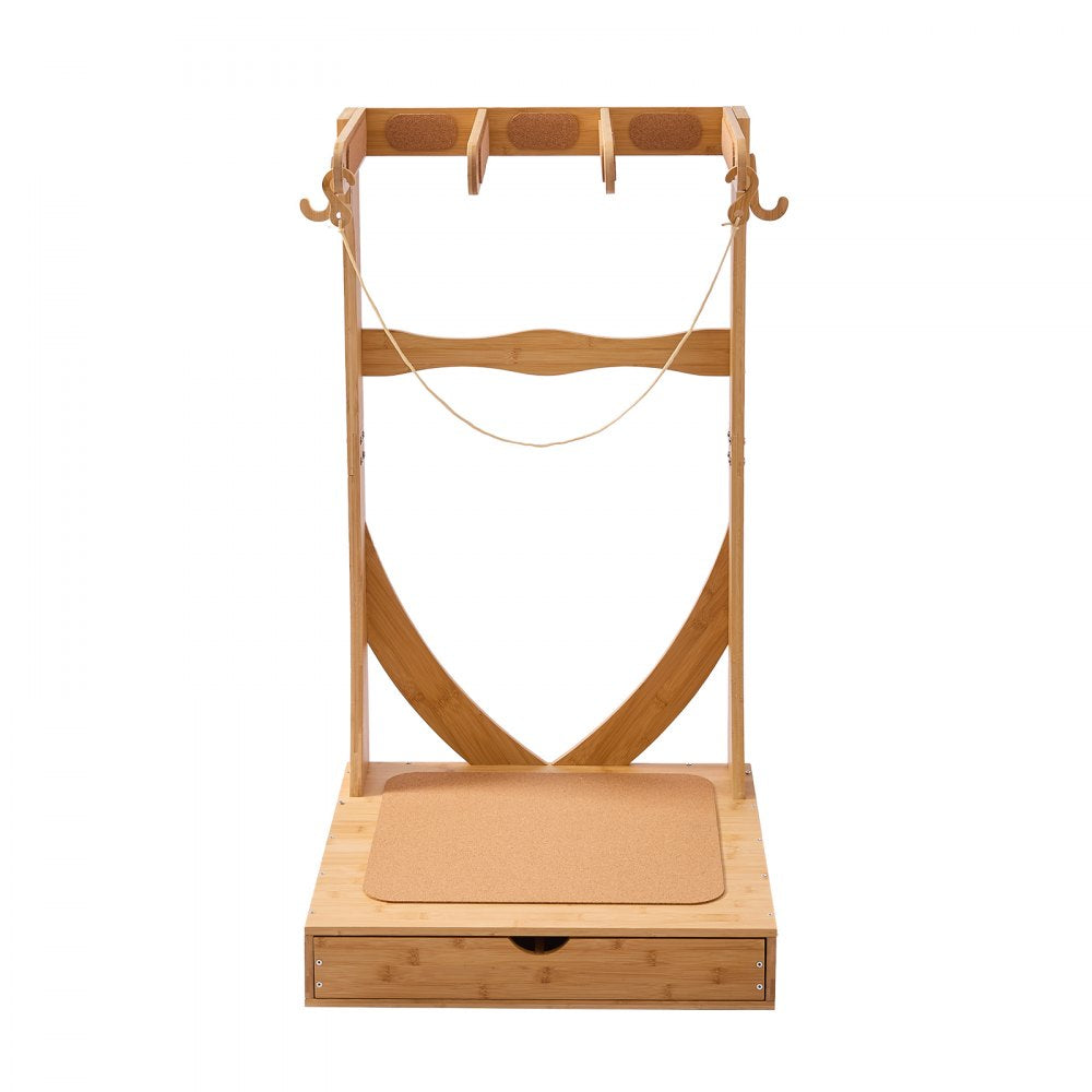 VEVOR Vertical Surfboard Stand, 3 Tiers Wooden Surfboard Rack for Storage and Display, Freestanding Board Stand Organizer with Hanging Hooks & Cork Padding, for Wakeboards, Snowboards, Kiteboards