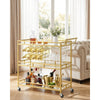 VEVOR Bar Cart, 3 Tiers Home Kitchen Serving Carts, Modern Rolling Utility Station on Wheels, Drink Beverage Trolley with Tempered Glass Shelves, Wine Rack, Glass Holder, for Living Dining Room, Gold