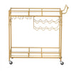 VEVOR Bar Cart, 2 Tiers Home Kitchen Serving Carts, Modern Rolling Utility Station on Wheels, Drink Beverage Trolley with Mirrored Glass Shelves, Wine Rack, Glass Holder, for Living Dining Room, Gold