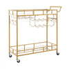 VEVOR Bar Cart, 2 Tiers Home Kitchen Serving Carts, Modern Rolling Utility Station on Wheels, Drink Beverage Trolley with Mirrored Glass Shelves, Wine Rack, Glass Holder, for Living Dining Room, Gold