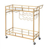 VEVOR Bar Cart, 2 Tiers Home Kitchen Serving Carts, Modern Rolling Utility Station on Wheels, Drink Beverage Trolley with Mirrored Glass Shelves, Wine Rack, Glass Holder, for Living Dining Room, Gold