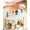 VEVOR Bar Cart, 3 Tiers Home Kitchen Serving Carts, Modern Round Rolling Utility Station on Wheels, Mobile Drink Beverage Trolley w/ Wooden Shelf, Wine Rack, Glass Holder, for Living Dining Room, Gold