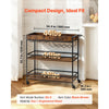 VEVOR Bar Cart, 3 Tiers Home Kitchen Serving Carts, Industrial Rolling Utility Station on Wheel, Mobile Drink Beverage Shelf with Wine Rack & Glass Holder, 34.64x14.17x32.68 in, Rustic Brown and Black