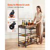 VEVOR Bar Cart, 3 Tiers Home Kitchen Serving Carts, Industrial Rolling Utility Station on Wheel, Mobile Drink Beverage Shelf with Wine Rack & Glass Holder, 34.64x14.17x32.68 in, Rustic Brown and Black