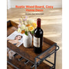 VEVOR Bar Cart, 3 Tiers Home Kitchen Serving Carts, Industrial Rolling Utility Station on Wheel, Mobile Drink Beverage Shelf with Wine Rack & Glass Holder, 34.64x14.17x32.68 in, Rustic Brown and Black
