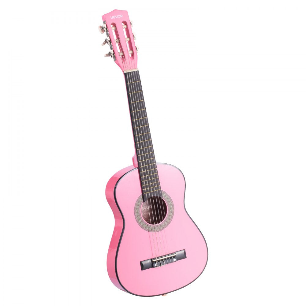 VEVOR Classical Guitar, 30 Inch, Wood Classical Guitar Starter Kit for Beginners, with Nylon Strings, Gig Bag, Strap, Tuner, Extra Strings, Picks, Capo, Basswood, for Kids Girls Boys Students, Pink
