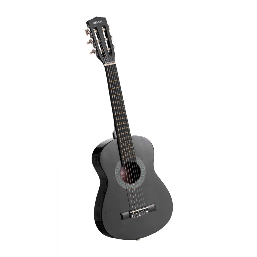 VEVOR Classical Guitar, 30 Inch, Wood Classical Guitar Starter Kit for Beginners, with Nylon Strings, Gig Bag, Strap, Tuner, Extra Strings, Picks, Capo, Basswood, for Kids Girls Boys Students, Black