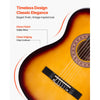 VEVOR Classical Guitar, 38 Inch, Wood Classical Guitar Starter Kit for Beginners, with Nylon Strings, Gig Bag, Strap, Tuner, Extra String, Pick, Capo, Basswood, for Teenagers Adults Students, Sunburst