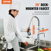 VEVOR Commercial Faucet with Pre-Rinse Sprayer, 26" Height, 8" Center, 12" Swing Spout, Deck Mount Kitchen Sink Faucet, Brass Constructed Device with Pull Down Spray, for 1/2/3 Compartment Sink