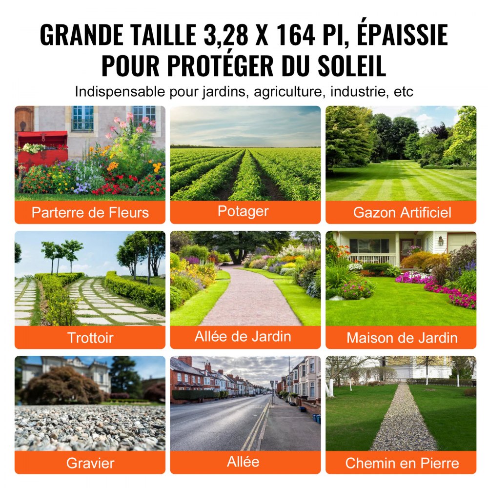 VEVOR Weed Barrier Landscape Fabric, 3.28*164FT Heavy Duty Garden Weed Fabric, Woven PP Weed Control Fabric, Driveway Fabric, Geotextile Fabric for Landscaping, Ground Cover, Weed Blocker Weed Mat, Black
